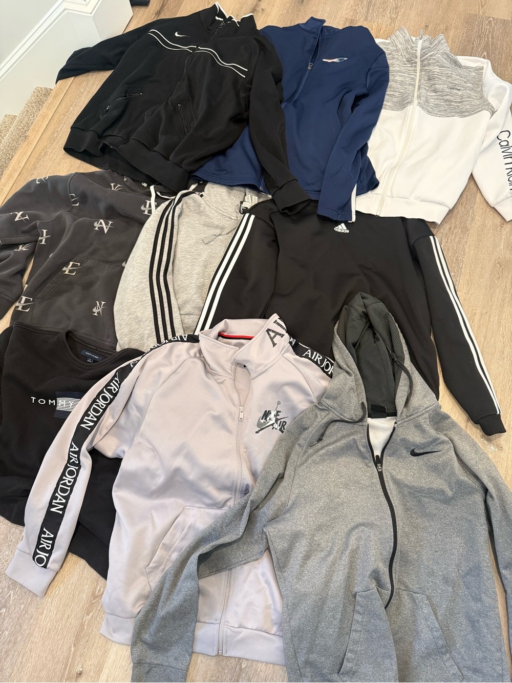 Nike Gray Zip-Up Hoodie and Assorted Men's Athletic Jackets 9 for $80